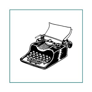black and white illustration of old fashioned typewriter